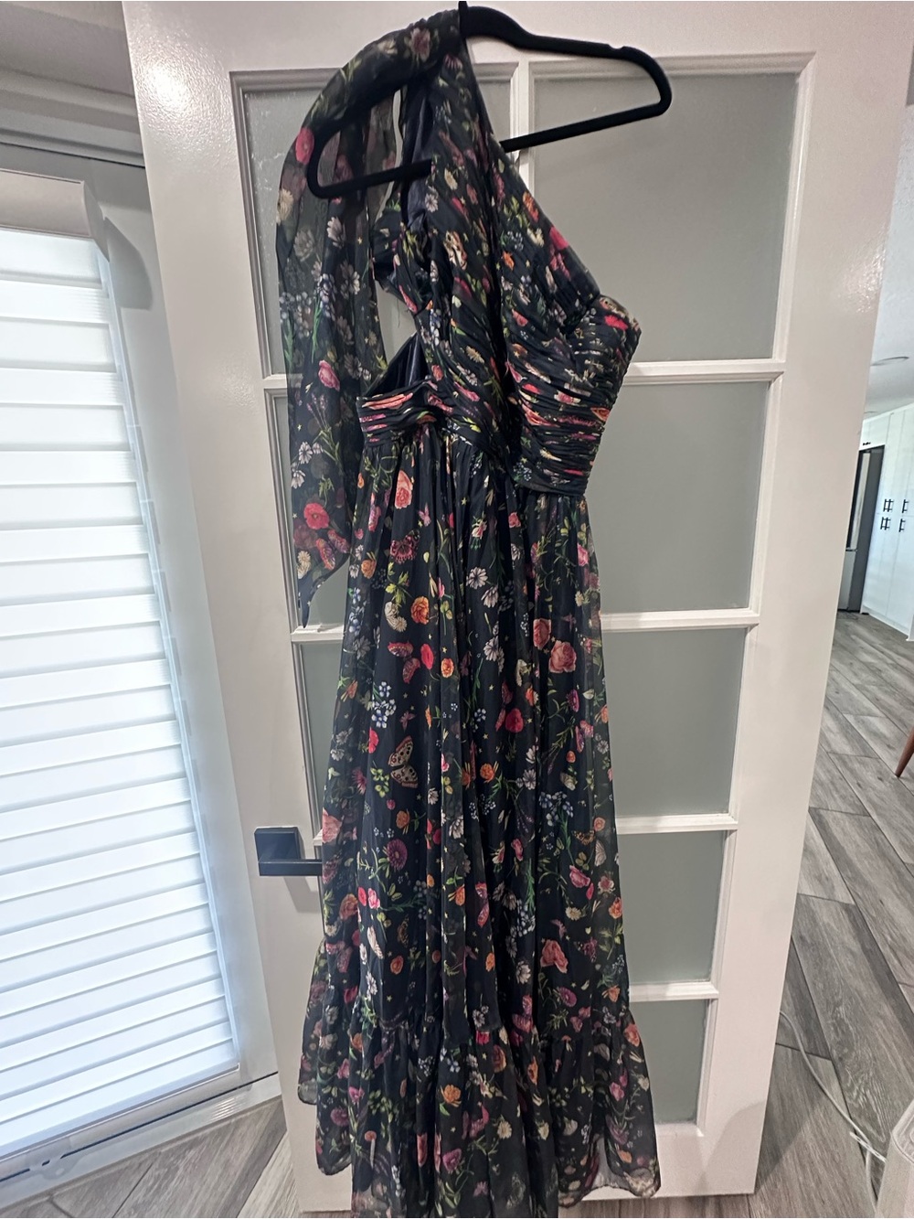 Mac Duggal One-Shoulder Floral Cut-Out Gown - Picture 3 of 6